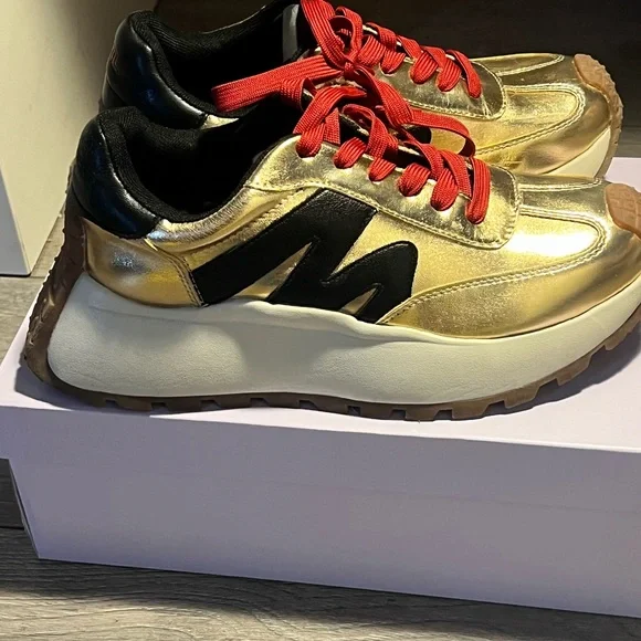 Steve Madden Gold and Black Platform Sneakers - Picture 3 of 3